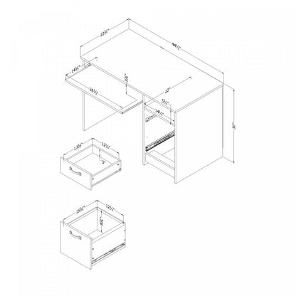 Bureau Tassio avec plateau pour clavier - Chêne Nordik | Bureau Tassio avec plateau pour clavier - chêne nordique | D83G87LC