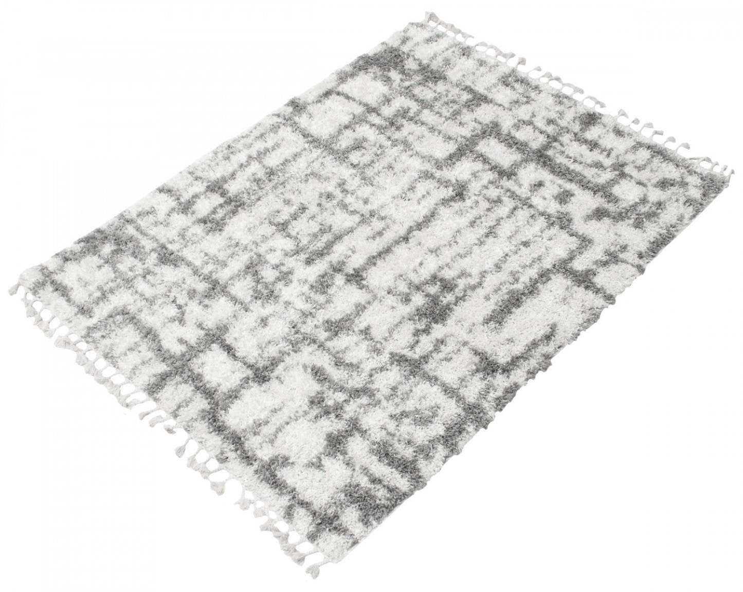 Helma Urban Cream, Light Grey Shag 6'7 X 9'6 Area Rug|Carpette à poil long Helma Urban gris claircrème 6 pi 7 po x 9 pi 6 po|D86FRCEP