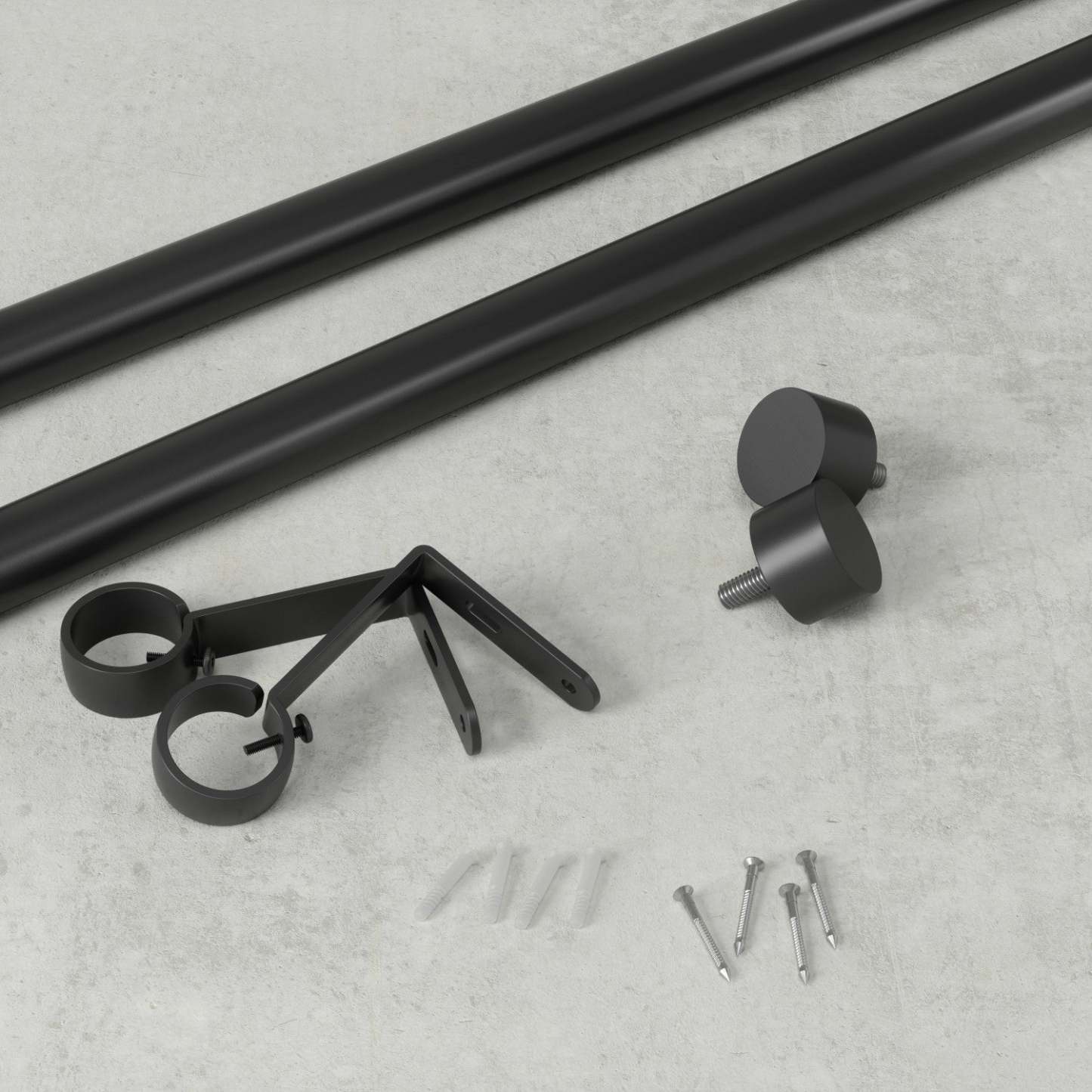 Umbra Cappa Noir Mat Extensible 1 Tringle à Rideau - 66-120 | Tringle à rideaux extensibles Cappa de Umbra noir mat de 1 po - 66 po à 120 po