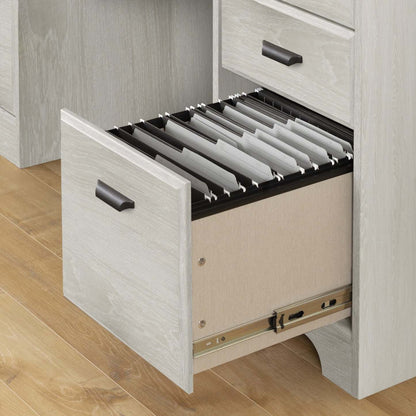 Bureau d'ordinateur Versa avec huche - Chêne d'hiver | Versa Bureau De Travail Pour Ordinateur Avec Huche - Chêne Hivernal
