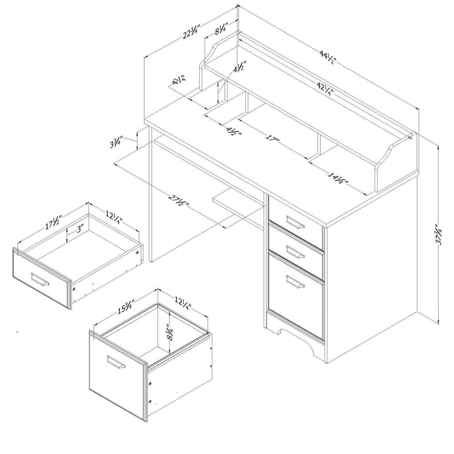 Bureau Versa avec huche - Noir frotté | Bureau Versa avec crédence - noir antique | D83GZ9LB
