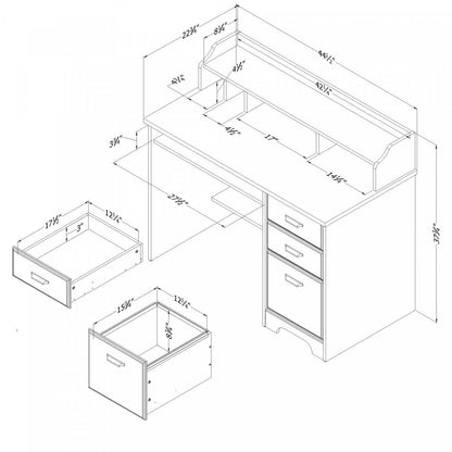 Bureau Versa avec huche - Noir frotté | Bureau Versa avec crédence - noir antique | D83GZ9LB