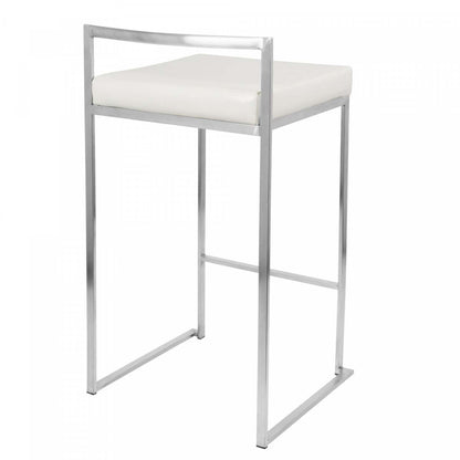 LumiSource Fuji White Faux Leather Contemporary Stackable Counter-Height Stool - Set of 2|Tabouret superposable contemporain Fuji de hauteur comptoir en similicuir blanc - ensemble de 2
