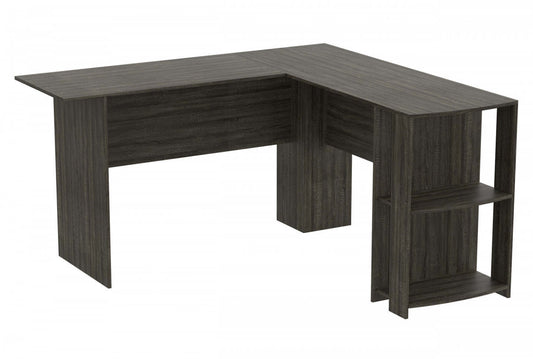 Bureau d’ordinateur de 55 po avec rangement et 2 tablettes - gris foncé