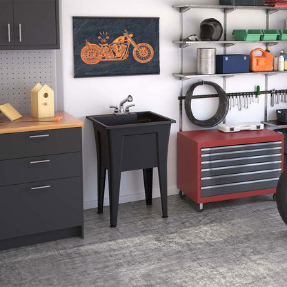 Palary Laundry Tub Accent Cabinet - Black|Armoire d'appoint Palary avec cuve pour la buanderie - noire