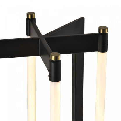 Lampadaire LED Intégré Cascata, Noir Et Laiton Brossé | Lampadaire Sur Pied A Del Integrees Cascata, Noir Et Laiton Brosse