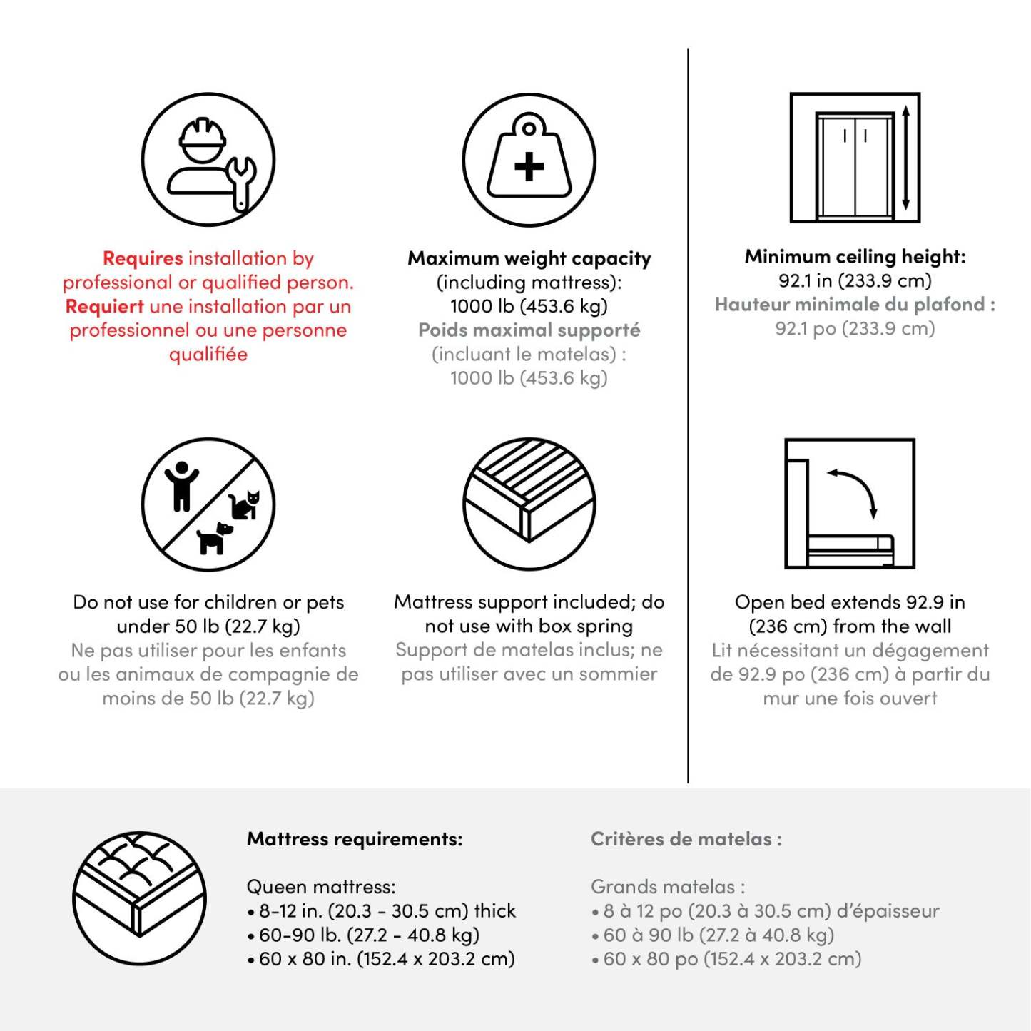 Bestar Key West 69 W Queen Murphy Bed - Linen White Oak|Grand lit escamotable Key West de Bestar de 69 po (L) - blanc chêne lin