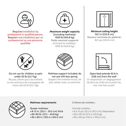 Bestar Key West 69 W Queen Murphy Bed - Linen White Oak|Grand lit escamotable Key West de Bestar de 69 po (L) - blanc chêne lin