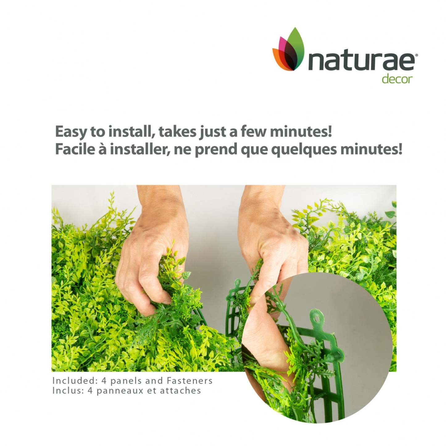 Panneau de feuillage 20 po x 20 po mélange de fougères artificielles 4 pièces | D10HDQ8M