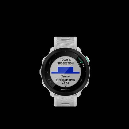 Garmin Forerunner® 55 Montre De Course Gps Intelligente - Suivi Des Sports Et De La Condition Physique, Résistante À L'eau - Blanc