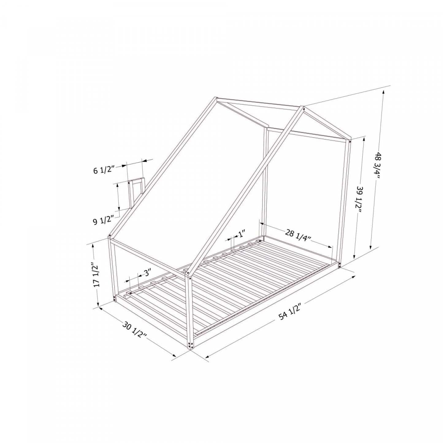 Lit Maison Sweedi avec Cheminée - Noir|Lit maison Sweedi avec cheminée - noir