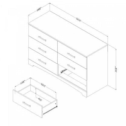 Commode Gramercy à 6 tiroirs - Blanc pur | Commode Gramercy 6 Tiroirs - Blanc Solide