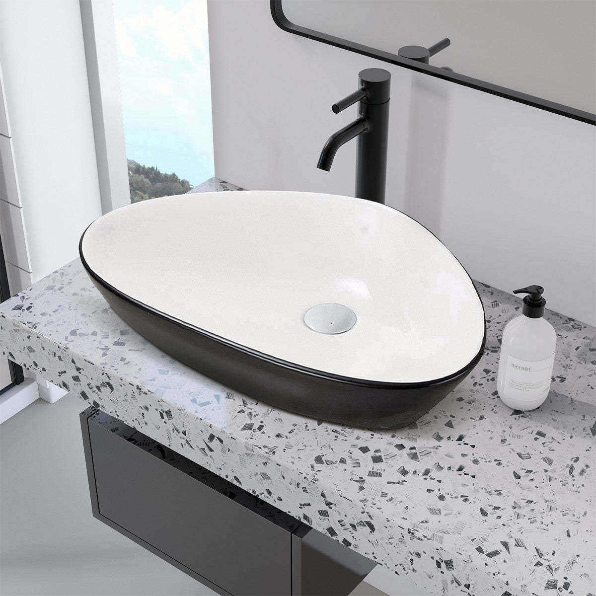 Lavabo de salle de bain Shawny noir