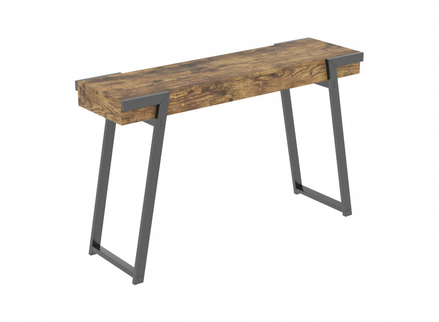 Console étroite de 47 po avec tablette de rangement - bois recyclé brun avec métal noir