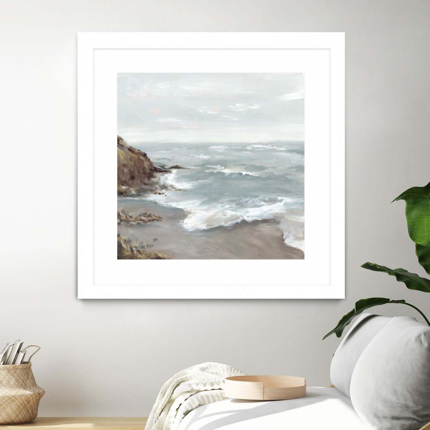 Beautiful Bay Matted and Framed White 36x36 Wall Art|Œuvre d’art murale encadrée blanche et mate « Beautiful Bay » 36 x 36