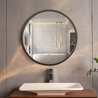 Arcus 24 X 24 Hand Crafted Round Mirror - Noir|Miroir rond Arcus 24 po x 24 po fabriqué à la main - noir