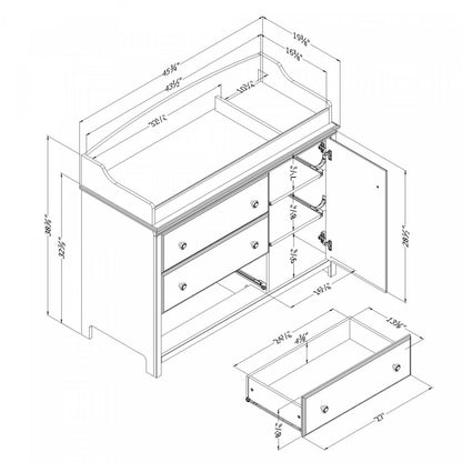 Cotton Candy Changing Table With Removable Changing Station - Pure White | Cotton Candy Table A Langer Avec Pourtour Amovible - Blanc Solide