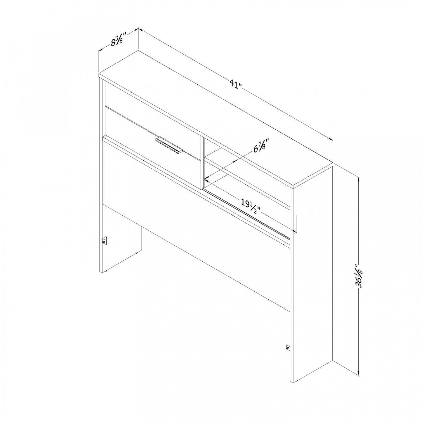 Tête de lit bibliothèque Fynn - Winter Oak|Tête de lit bibliothèque Fynn - chêne hivernal