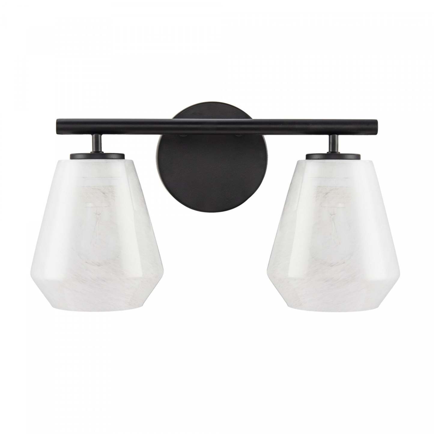 Brooke 2 Light Bathroom Vanity, Black With Wispy White Glassware Lamp | Meuble de Salle de Bain à 2 lampes Brooke, Noir avec Verre Blanc Vaporeux