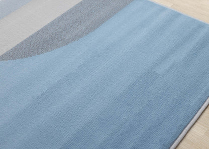 Forte Blue Grey White Half-Circles Geometric Area Rug - 5'3 x 7'5|Tapis géométrique en demi-cercles bleu, gris et blanc Forte - 5 pi 3 po x 7 pi 5 po