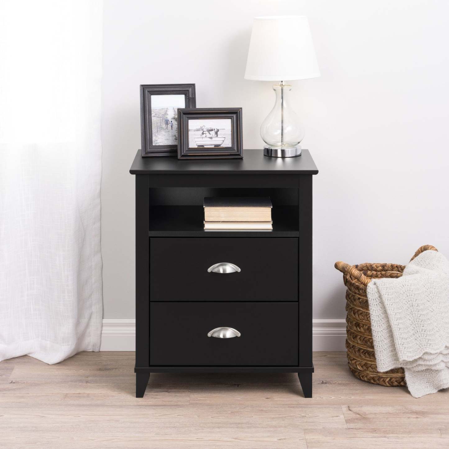 Yaletown 2-Drawer Tall Nightstand - Black|Table de nuit haute Yaletown à 2 tiroirs - noire