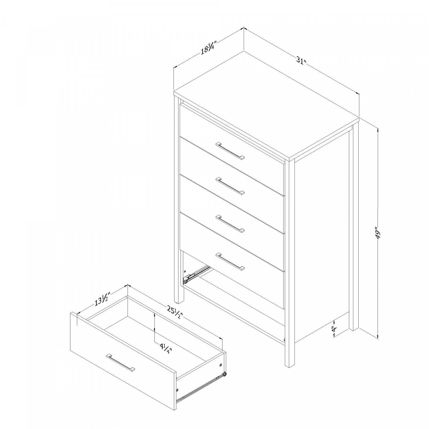 Commode 5 tiroirs Gravity - Frêne naturel|Commode verticale Gravity à 5 tiroirs - frêne naturel