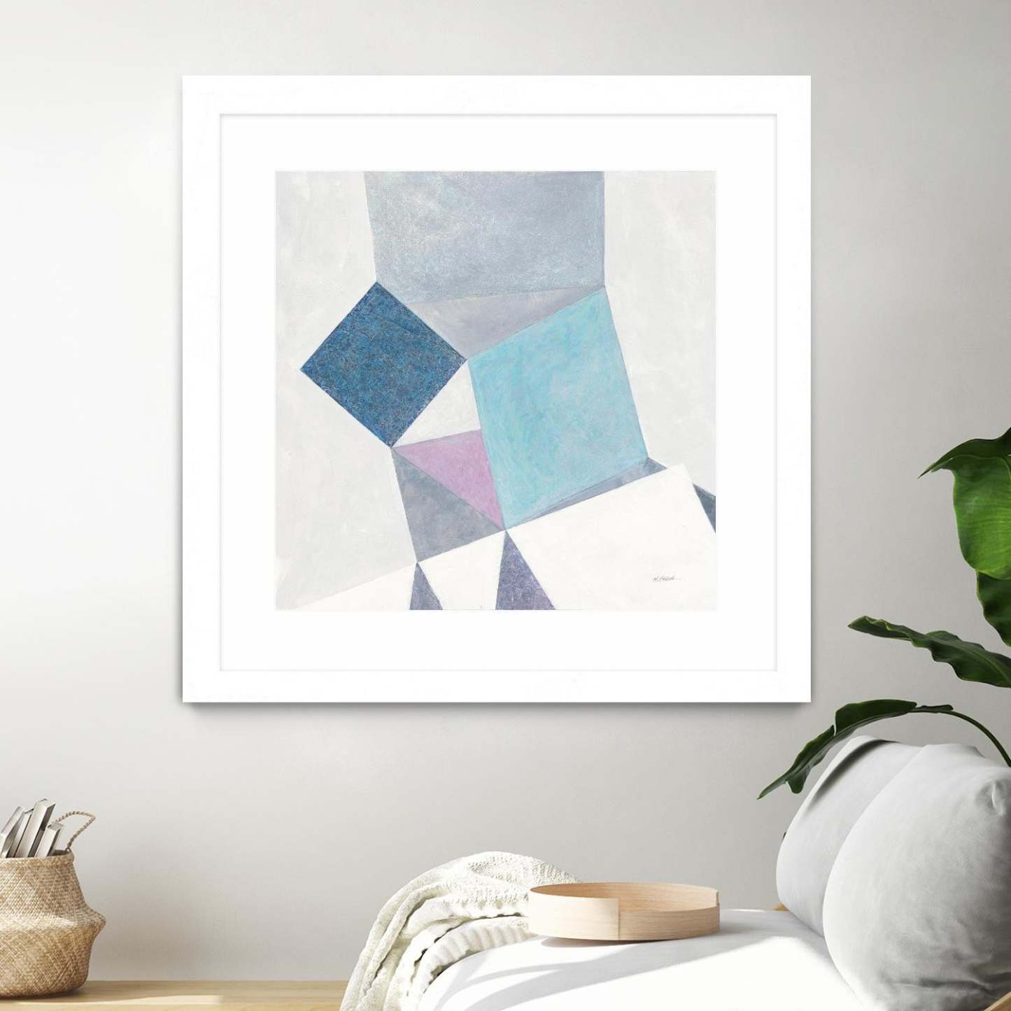 Bay Bridge V1 Matted and Framed White 36x36 Wall Art|Œuvre d’art murale encadrée blanche et mate « Bay Bridge V1 » 36 x 36