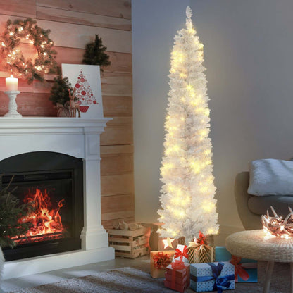 Homcom Arbre De Noël Artificiel Crayon Pré-éclairé De 6' Avec 100 Leds|Homcom Arbre De Noël Artificiel Pré-éclairé De 6 Pi Avec 100 Led