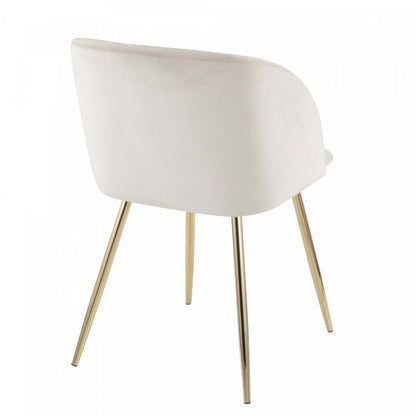 LumiSource Fran Cream Velvet Contemporary Dining Chair - Set of 2|Chaise de salle à manger contemporaine Fran en velours crème - ensemble de 2