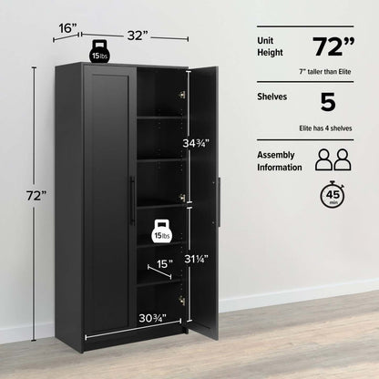 Armoire de rangement Elite Premium Home avec 5 tablettes - Noir|Armoire de rangement Elite Premium Home avec 5 tablettes - noire