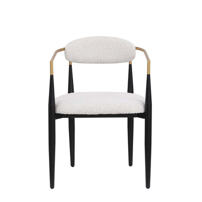 Ensemble de 2 chaises de salle à manger Mila avec tissu rembourré et structure en métal - Blanc et noir | Ensemble De 2 Chaises De Salle À Manger Mila Avec Revêtement En Tissu Et Structure En Métal - Blanc Et Noir