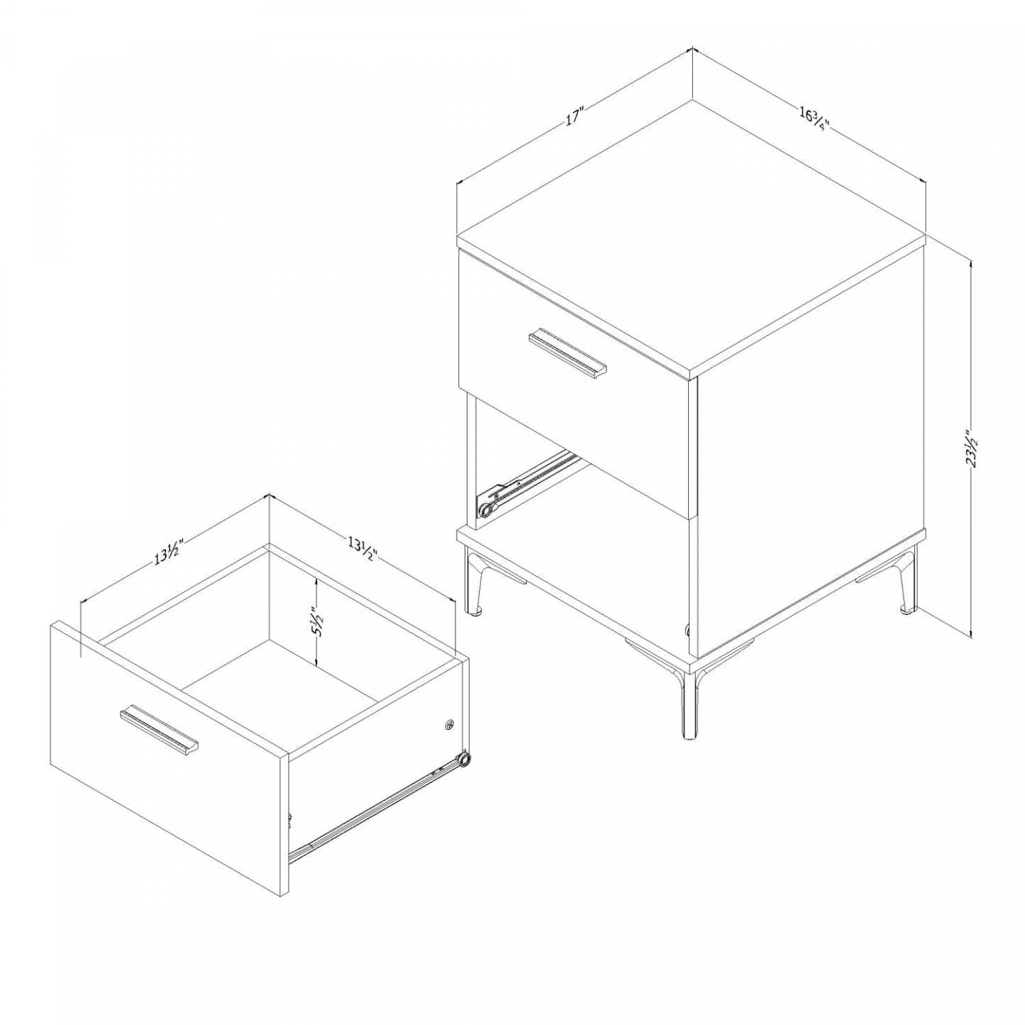 Musano 2-Drawer Nightstand - Natural Walnut|Table de nuit Musano à 2 tiroirs - noyer naturel