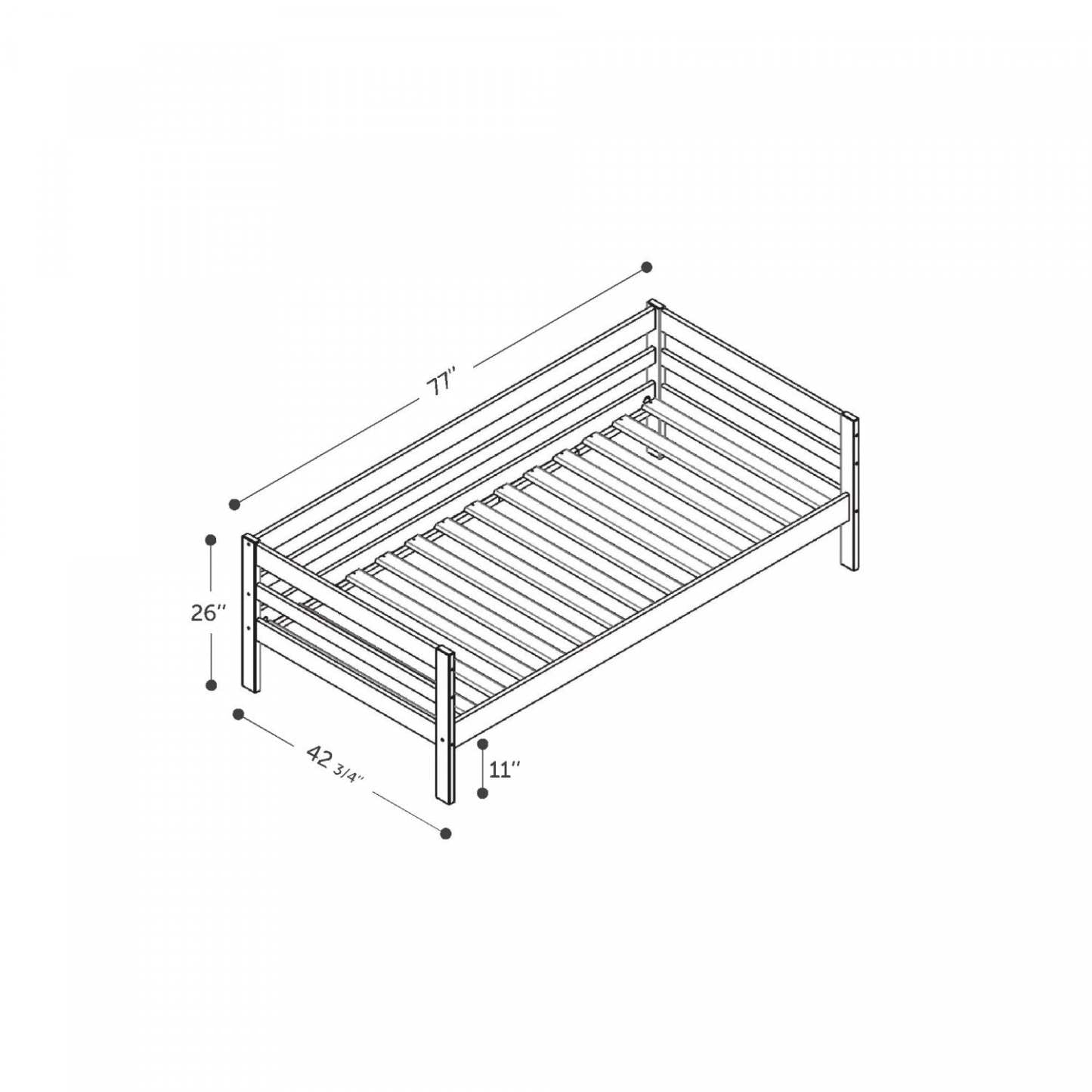 Lit simple de repos Sweedi Twin Daybed - Bois naturel