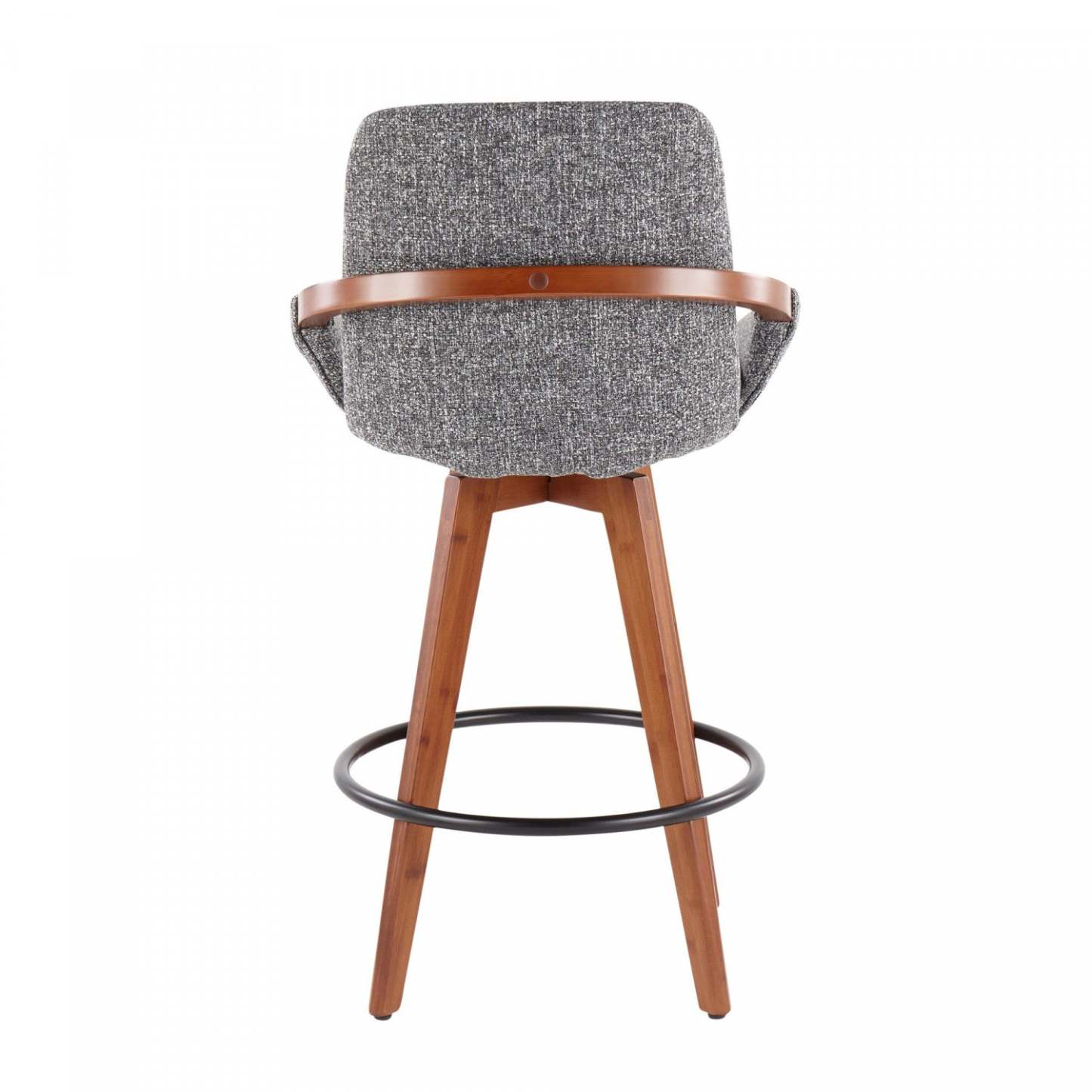 LumiSource Cosmo Fabric Mid-Century Counter-Height Stool - Walnut/Grey|Tabouret de style du milieu du 20e siècle Cosmo de hauteur comptoir en tissu - noyer et gris