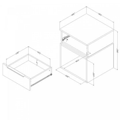 Hourra 1-Drawer Nightstand - Soft Elm White|Table de nuit Hourra à 1 tiroir - orme naturel et blanc