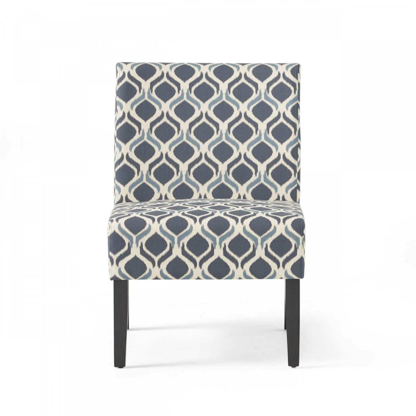Chaise d'appoint Oliver en tissu d'apparence lin avec pattes en bois d'hévéa - Bleu et gris | Fauteuil D'appoint Oliver En Tissu aspect lin Avec Pieds En Bois Caoutchouc - Bleu Et Gris