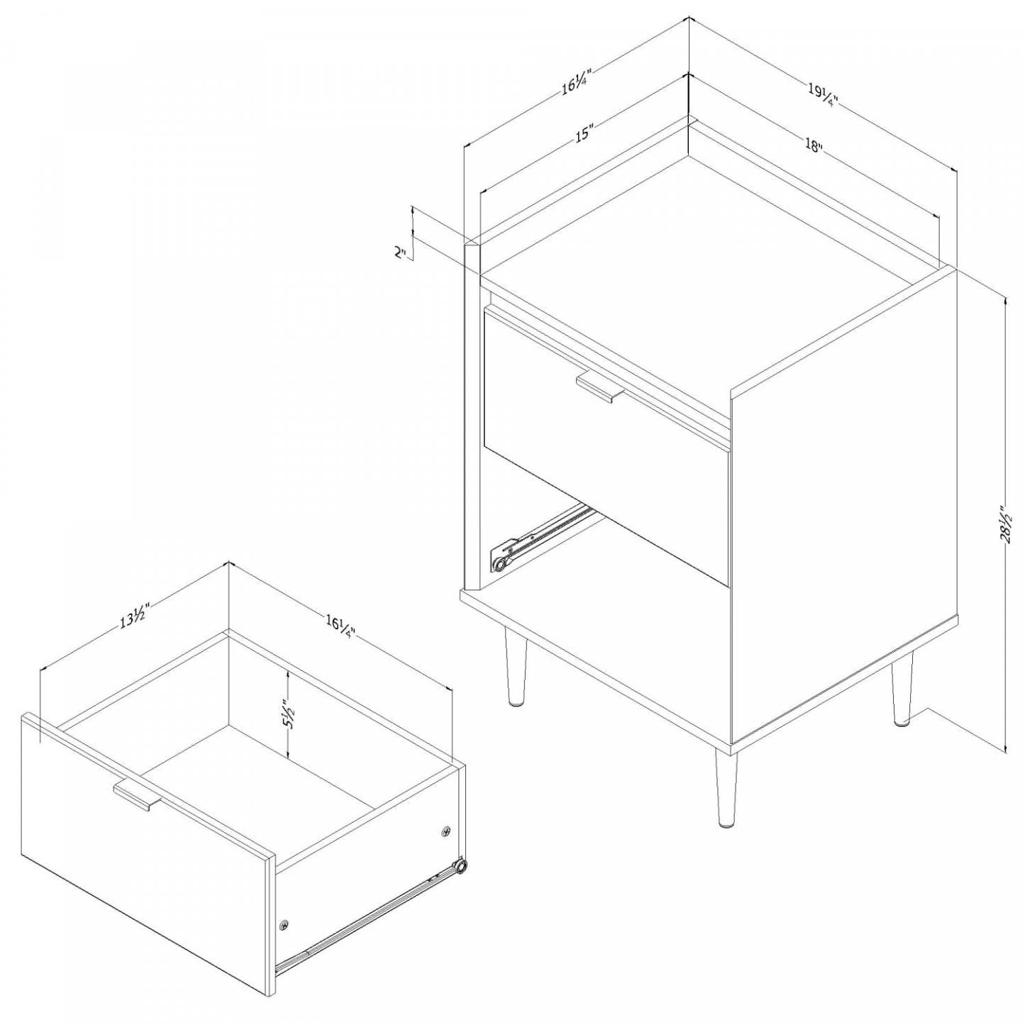 Table de nuit Hype à 2 tiroirs - Chêne d'hiver | Hype Table De Chevet 2 Tiroirs - Chêne Hivernal