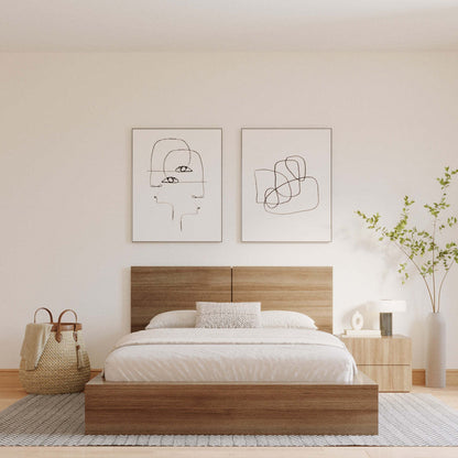 Nordika James Nightstand With 2-Drawers - Brown Oak|Table de nuit James Nordika à 2 tiroirs - chêne brun