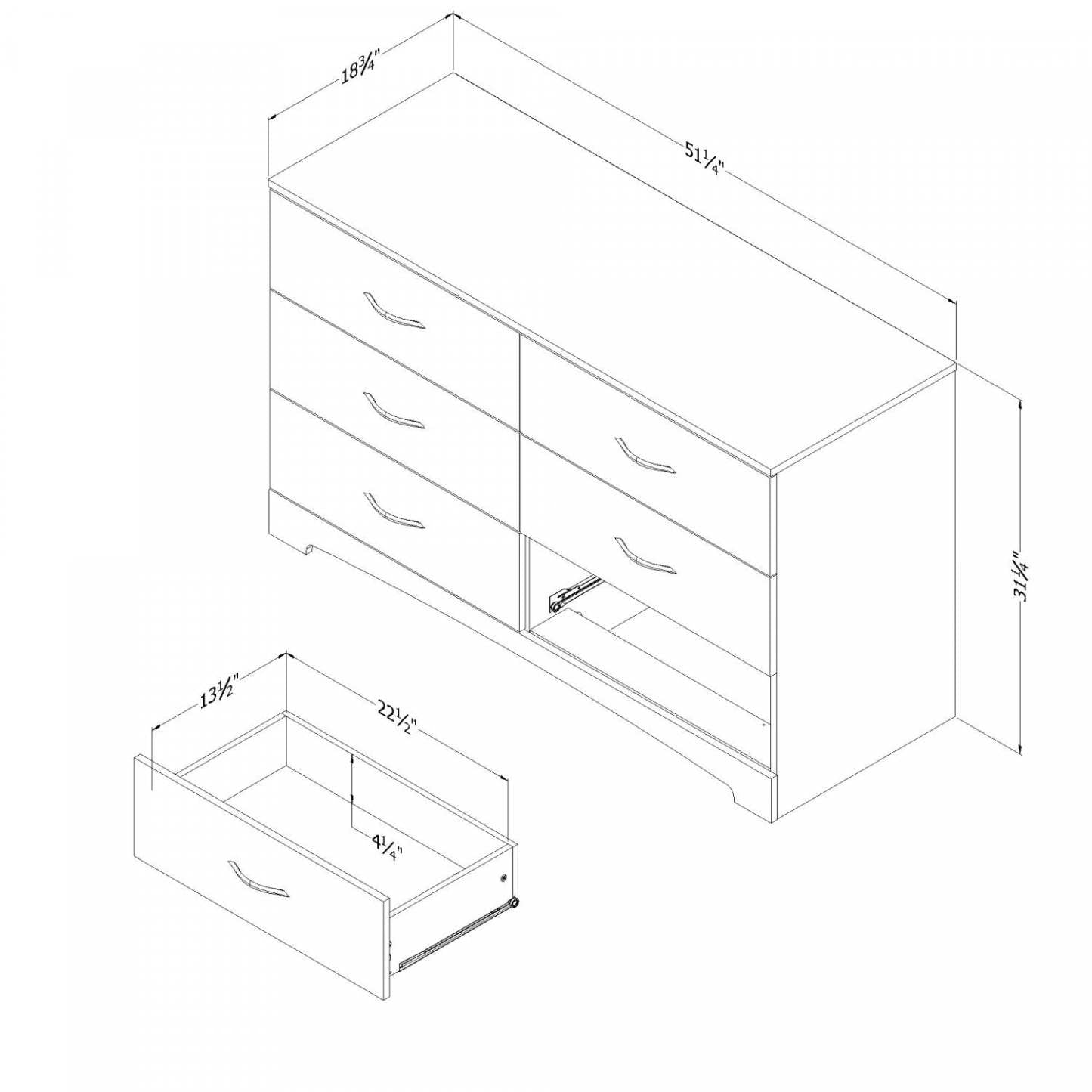 Commode Step One à 6 tiroirs - Chêne vieilli | Commode Step One à 6 tiroirs - Chêne vieilli