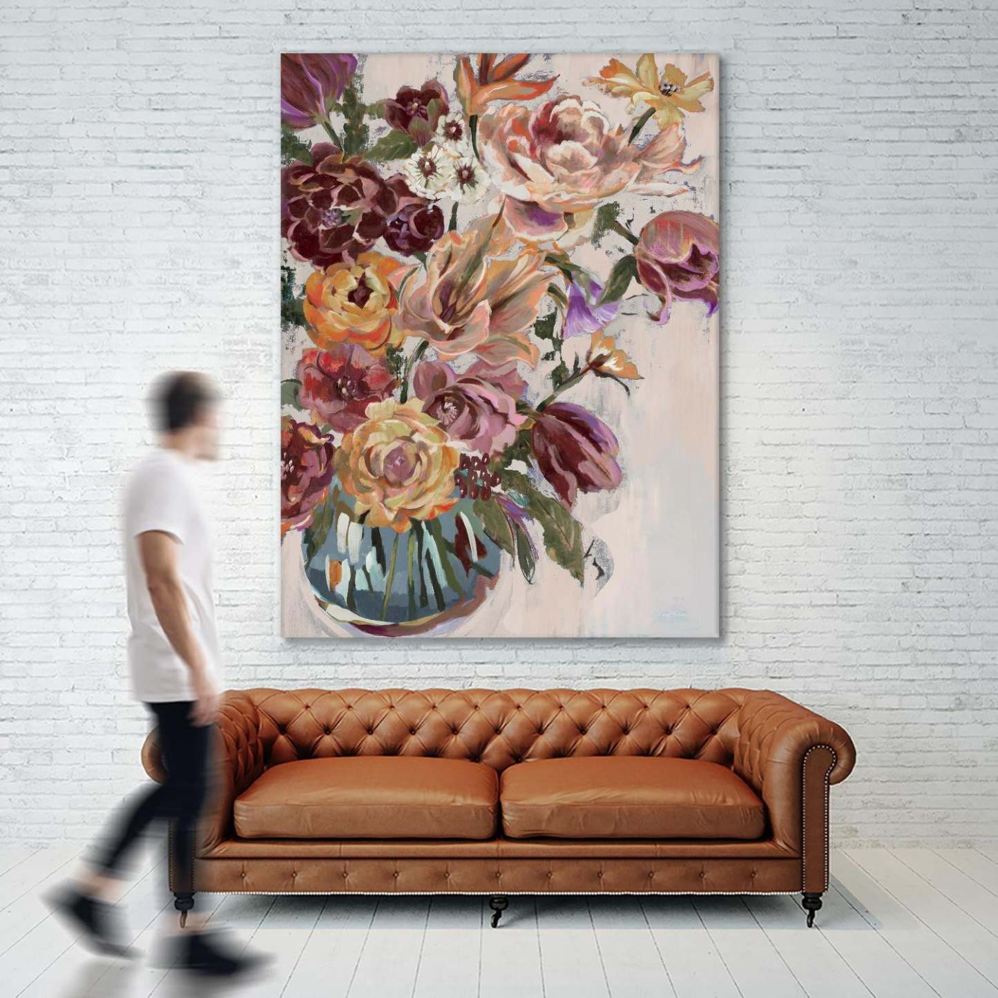 Œuvre d'art murale géante « Bouquet de printemps V34 » 72 x 54