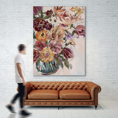 Œuvre d'art murale géante « Bouquet de printemps V34 » 72 x 54