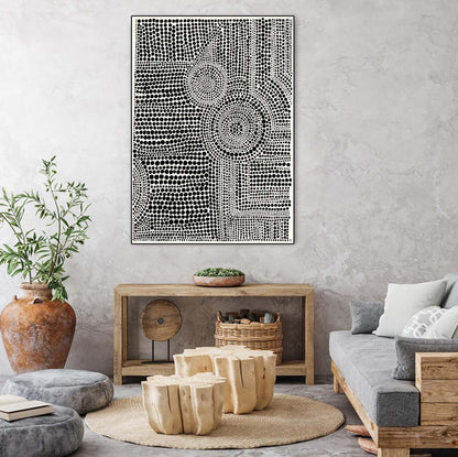 Clustered Dots A Canvas Framed Black 30x40 Wall Art|Œuvre d'art murale sur toile encadrée noire « Clustered Dots A » 30 x 40