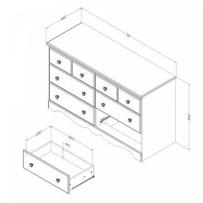 Commode 6 tiroirs Summer Breeze - Pin blanc|Commode Summer Breeze à 6 tiroirs - pin blanc