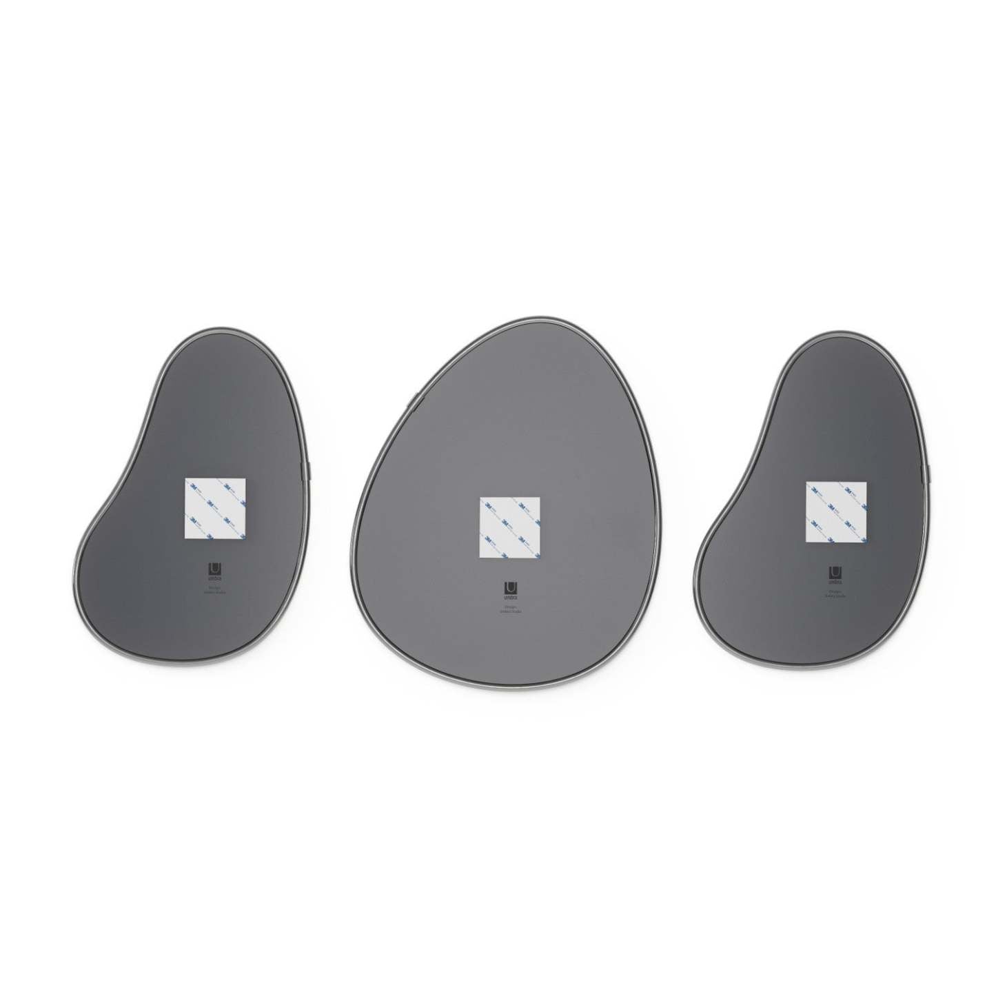 Miroirs Umbra Hubba Pebble - Ensemble de 3|Miroirs Hubba Pebble de Umbra - ensemble de 3