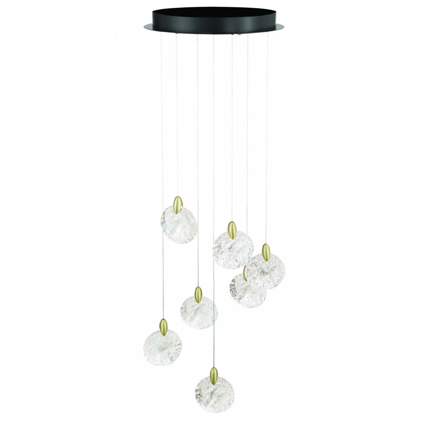 Lustre LED intégré Snowflake à 7 lumières, lampe en laiton satiné | Lustre A 7 lampes A Del Integrees Snowflake, Laiton Satine