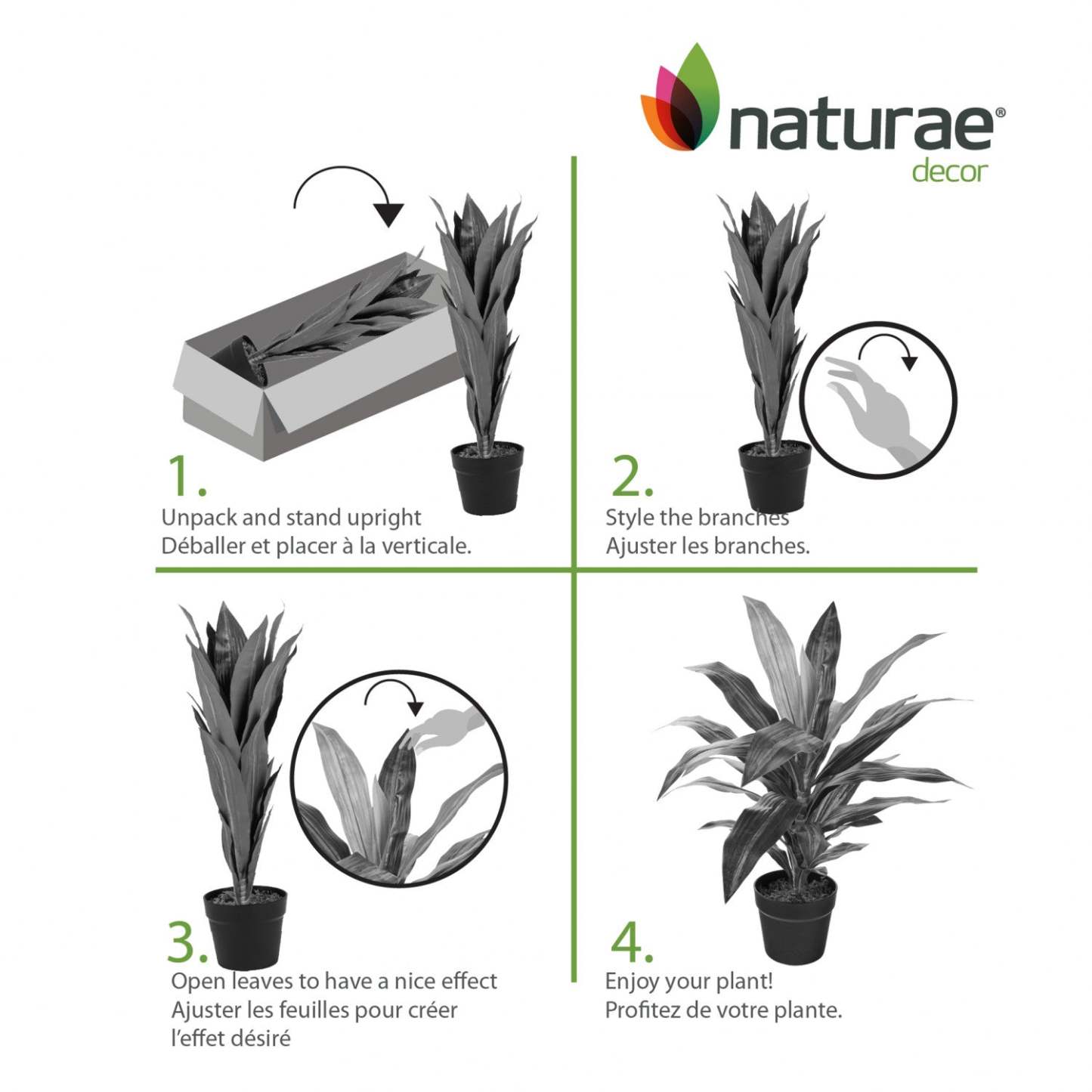 Artificiel 25 Dracaena en pot noir | Dracaena artificiel de 25 po en pot noir | D10HINJR