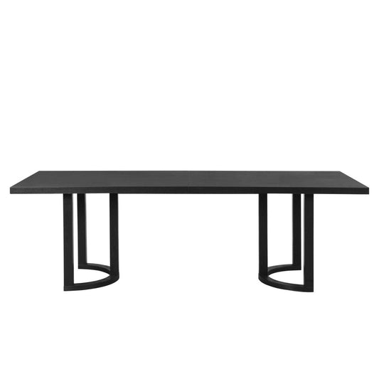 Table À Manger Ethan Avec Base En U, Bois Massif Et MDF, 95 Po De Large - Noir