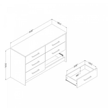 Commode à 6 tiroirs Londen - Chêne d'hiver | Commode Londen à 6 tiroirs - chêne hivernal