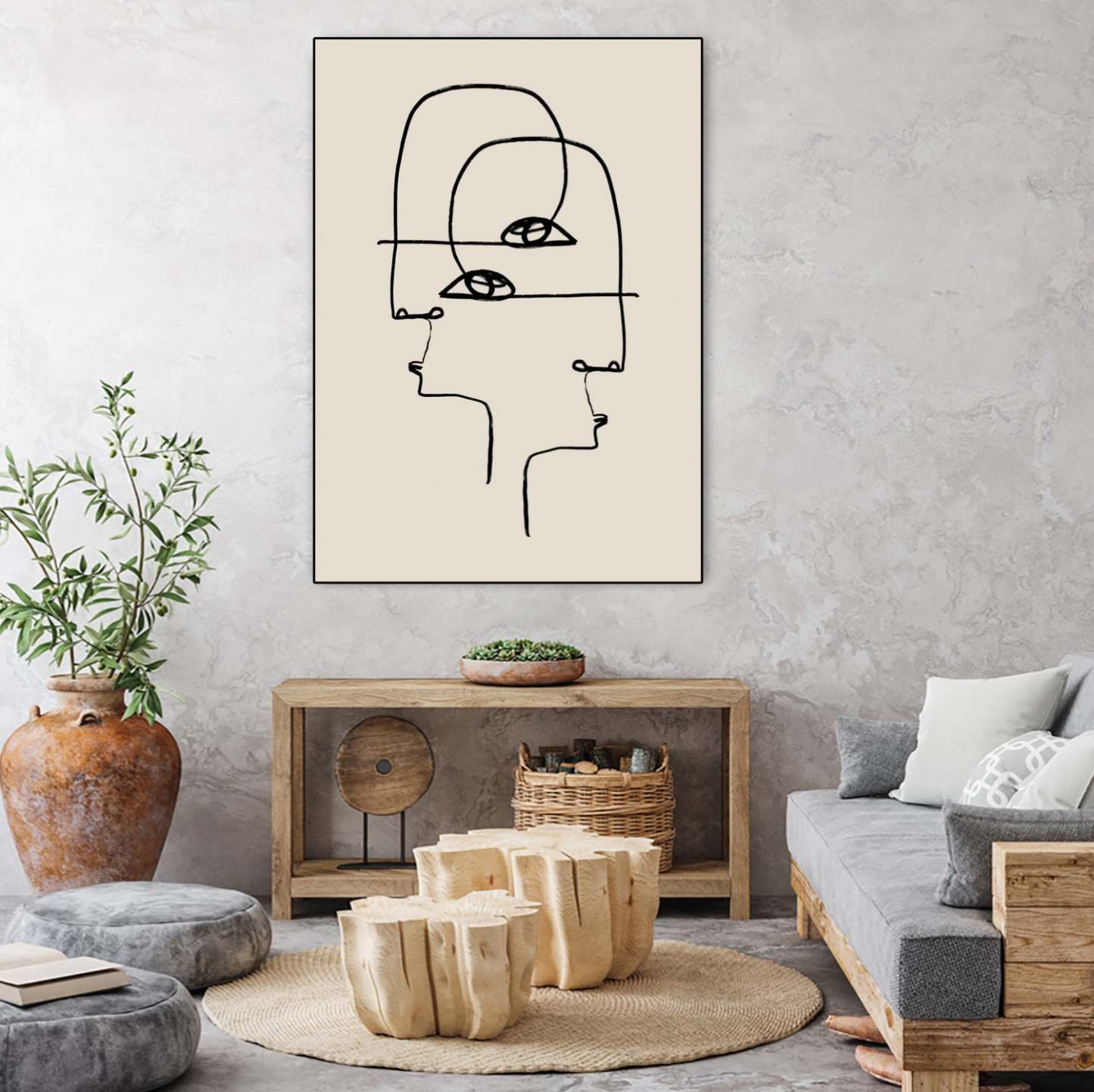 Faces Canvas Framed Black 24x32 Wall Art|Œuvre d’art murale encadrée noire et mate « Faces » 24 x 32