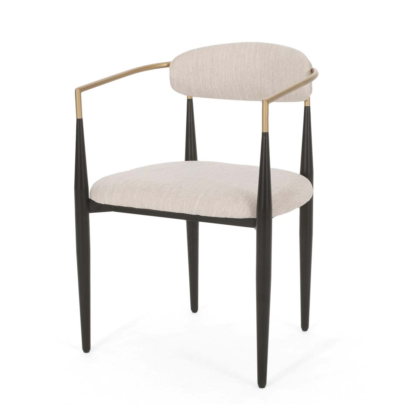 Ensemble de 2 chaises de salle à manger Mila avec tissu rembourré et structure en métal - Beige et noir | Ensemble De 2 Chaises De Salle À Manger Mila Avec Revêtement En Tissu Et Structure En Métal - Beige Et Noir